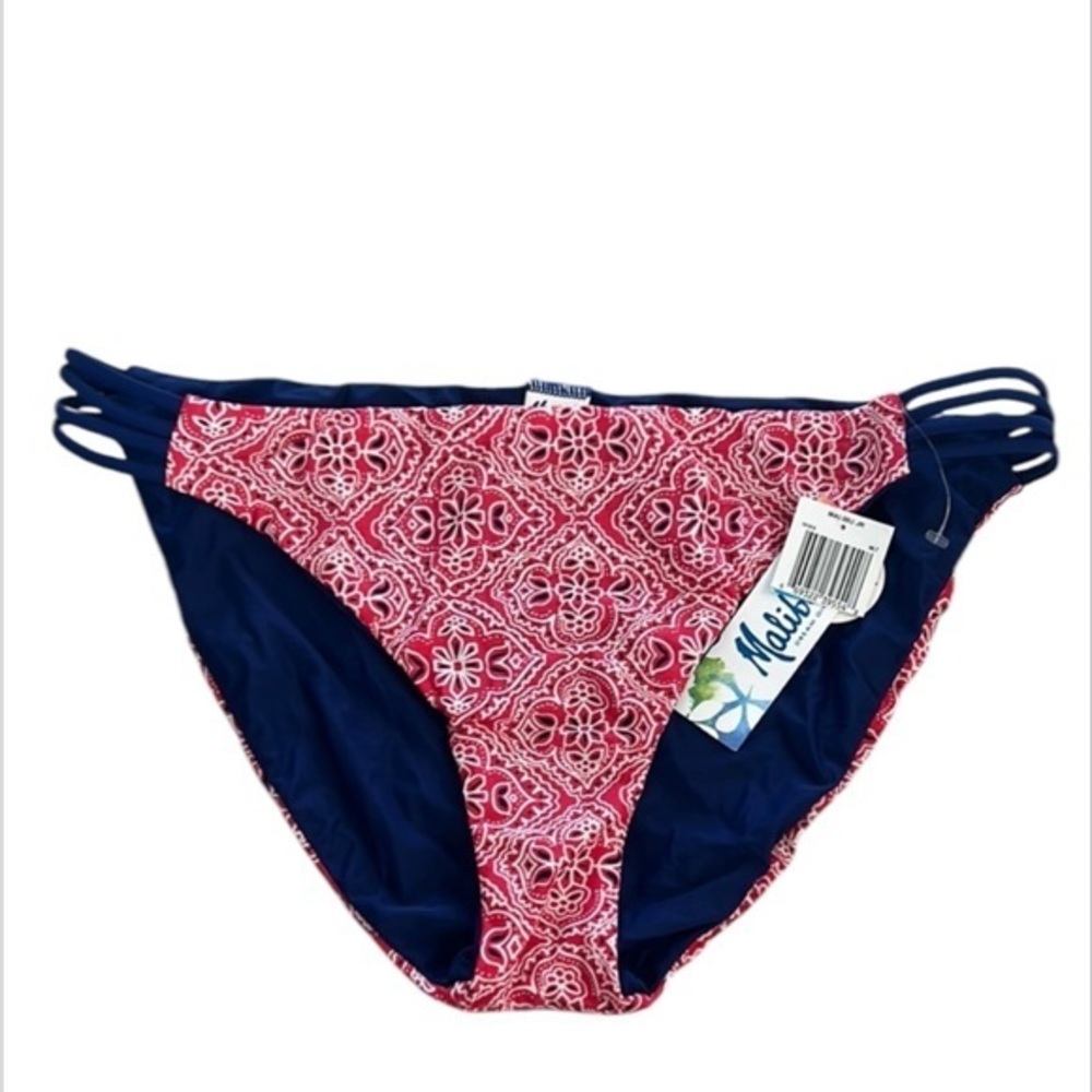 Malibu Dream Girl red bandana print bikini swim bottom size XL NEW